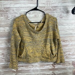 Free People Yellow Gray Knit Crop Top Size XS